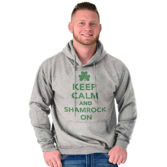Keep Calm Shamrock On St Patrick's Unisex Plus Fleece Graphic Hoodie Brisco Brands 4X