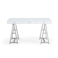 thumbnail image 3 of Modrest Ostrow 3-Drawer Rectangular Stainless Steel Writing Desk in White, 3 of 6