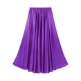 thumbnail image 5 of Doomiva Women Long Satin Retro Maxi Shiny Full Circle Skirt for Flamenco Belly Dancing Dance Purple 80cm, 5 of 6