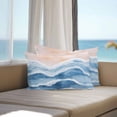 thumbnail image 3 of Blue Waves Coastal Lumbar Pillow Covers 20x12 Inch Set of 2, Light Blue Ombre Summer Beach Oceans Waterproof Outdoor Pillow Covers, Decorative Cushion Pillowcases for Couch, Sofa, Bed, Garden, Patio, 3 of 9