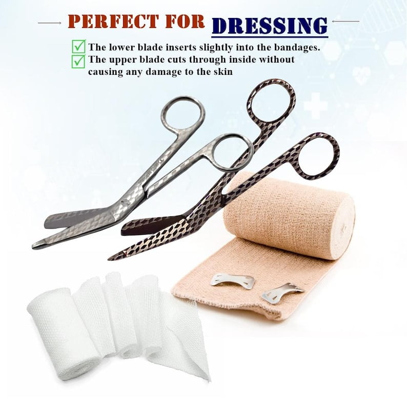 Corporate Gift Bulk Set of 6 Pcs Laser Engraved 5.5" Bandage Scissors, Spread Christmas Cheers with Vet Tech Nurse Admin Office Team