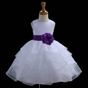 Ekidsbridal Shimmering Organza White Flower Girl Dress Weddings Layers Handmade Summer Easter Dress Special Occasions Pageant Toddler Girl's Clothing Holiday Bridal Baptism 4613S purple 6-9m