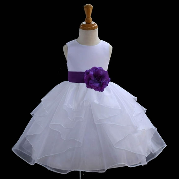 Ekidsbridal Shimmering Organza White Flower Girl Dress Weddings Layers Handmade Summer Easter Dress Special Occasions Pageant Toddler Girl's Clothing Holiday Bridal Baptism 4613S purple 6-9m