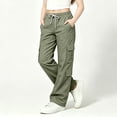 thumbnail image 2 of Tfken Children Soft Lightweight Pants Daily School Wear Girls Cargo Pants With Pockets School Uniform Loose Trendy Kids Breathable Clothes Size 5-6 Years Green, 2 of 7