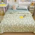 thumbnail image 3 of Lawor Ginkgo Leaf Pattern Cotton Reversible Quilt Lightweight Muslin Summer Comforter Queen Size Soft Breathable Bedspread Coverlet Washable Quilted Throw Blanket For Bed, Couch B 59*78 In, 3 of 7