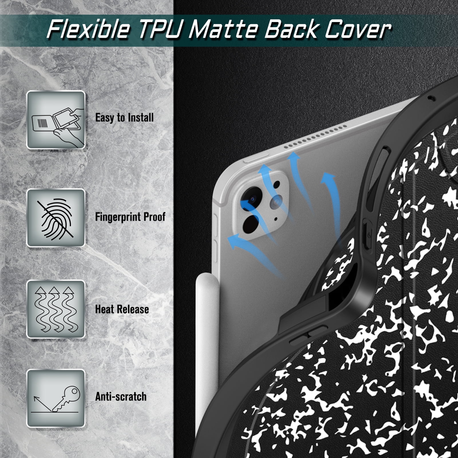 Fintie Magnetic Stand Case for iPad Pro 11-inch (M5) 2025 / (M4) 2024 - Multiple Angles Shockproof Rugged Soft TPU Cover with Pencil Holder, Composition Book