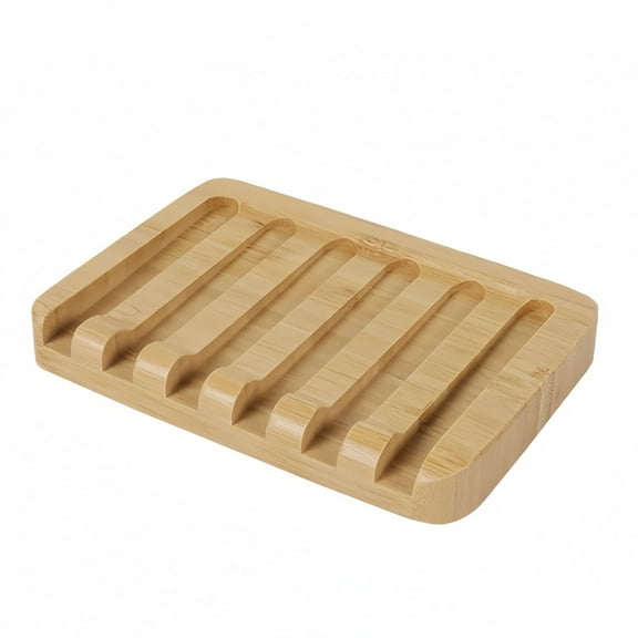 Soap Dish, Bamboo Soap Holder, Bar Soap Dish for Shower, Soap Tray Self Draining,Natural Waterfall Drain Soap Saver, Wooden Soap Holder for Shower, Bathroom, Kitchen, Home (Natural Color)