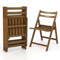 thumbnail image 1 of Costway Folding Dining Chair Set of 4 with Rubber Wood Frame Slatted Seat Curved Backrest, 1 of 8