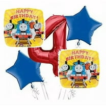 Thomas the Tank Balloon Bouquet 4th Birthday 5 pcs - Party Supplies