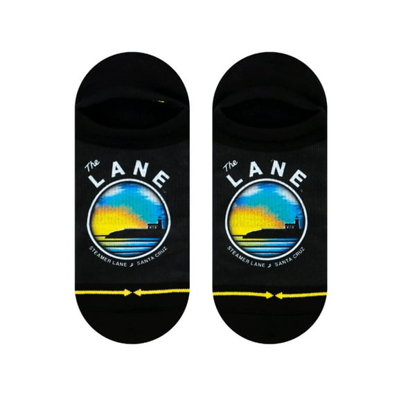 MERGE4 Slidertown The Lane Blue Sky Large No Show Socks for Men and Women Black Local Santa Cruz CA Surf Ankle Socks