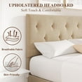 thumbnail image 4 of Flolinda Full Size Bed Frame with Fabric Headboard, Strong Wooden Slats, Non-Slip and Noise-Free, No Box Spring Needed, Easy Assembly, Beige, 4 of 8