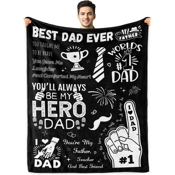 Gifts for Dad Birthday Gifts for Dad Gifts for Father''s Day from Daughter Son Best Dad Ever Gifts for Dad Who Have Everything Christmas Valentine''s Day Gifts for Dad Throw Blanket 50"x60" Black