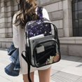 thumbnail image 6 of Large Clear PVC Backpack Heavy Duty See Through Backpack for Adults Work Travel, Dark Violet Garden Printed 12L, 6 of 8