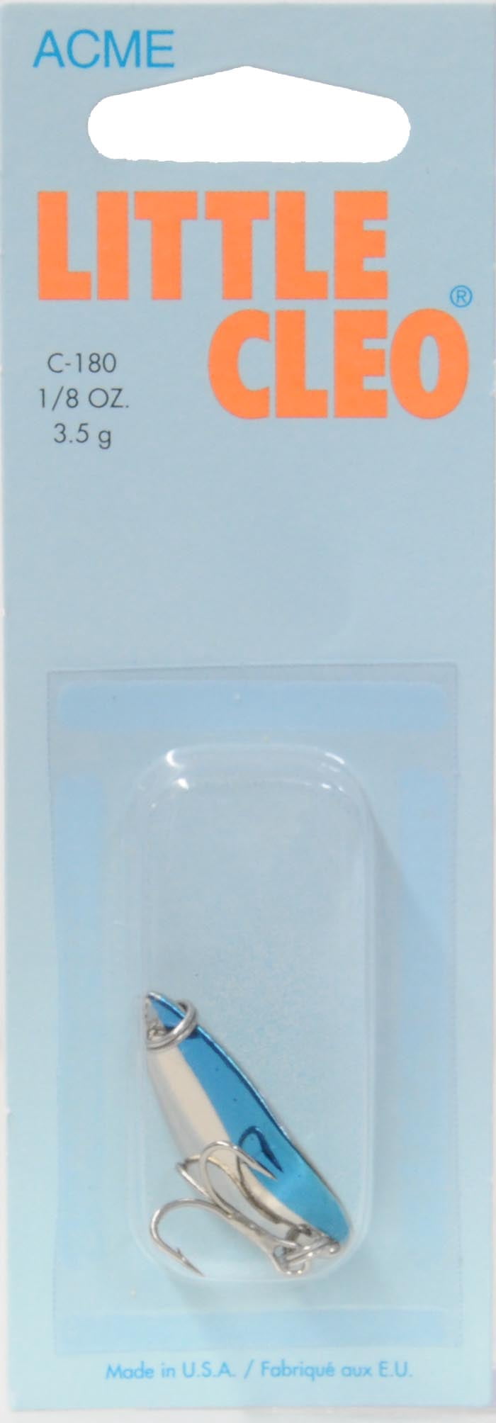 Acme Tackle Freshwater Little Cleo Spoon, Nickel & Neon Blue, 1/8 oz. River