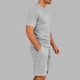 thumbnail image 4 of Hinvhai Men's 2 Piece Outfits Short Sleeve Crewneck Summer T Shirt and Drawstring Casual Track Shorts Set Gray M(M), 4 of 6