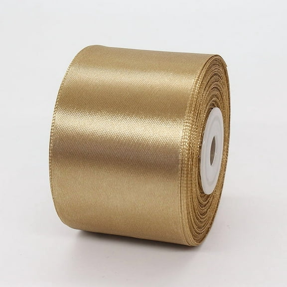 2 inch champagne gold Satin Ribbon 22m Solid Fabric Ribbons Roll for Gift Wrapping, Satin Weddings,Flower Bouquet, Invitations,Sewing,Party Decorations, Holiday Decorating and More