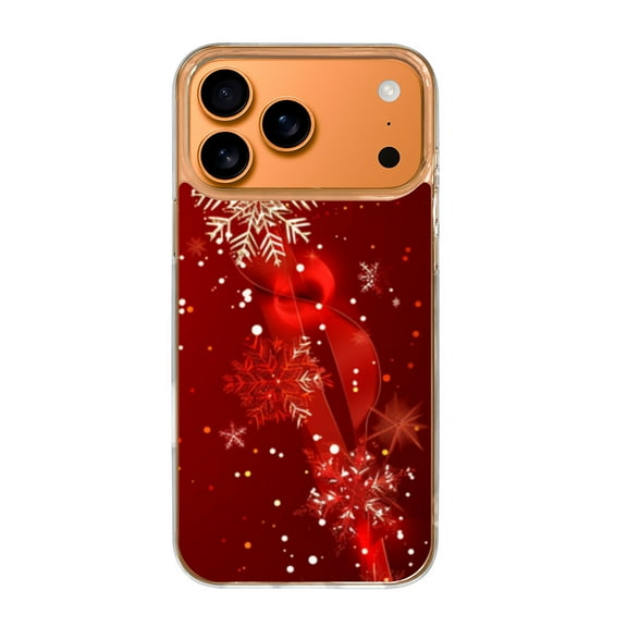 Case For Apple iPhone Air / 17 Pro / 17 Pro Max Series Case, Slim Thin Transparent Flexible Clear TPU Shockproof Phone Case For iPhone 17 Series, Christmas Snowflakes Red (3)
