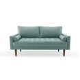 thumbnail image 2 of Enor Furniture Jaiden 70" Square Arm Modern Velvet & Wood Sofa in Blue, 2 of 2