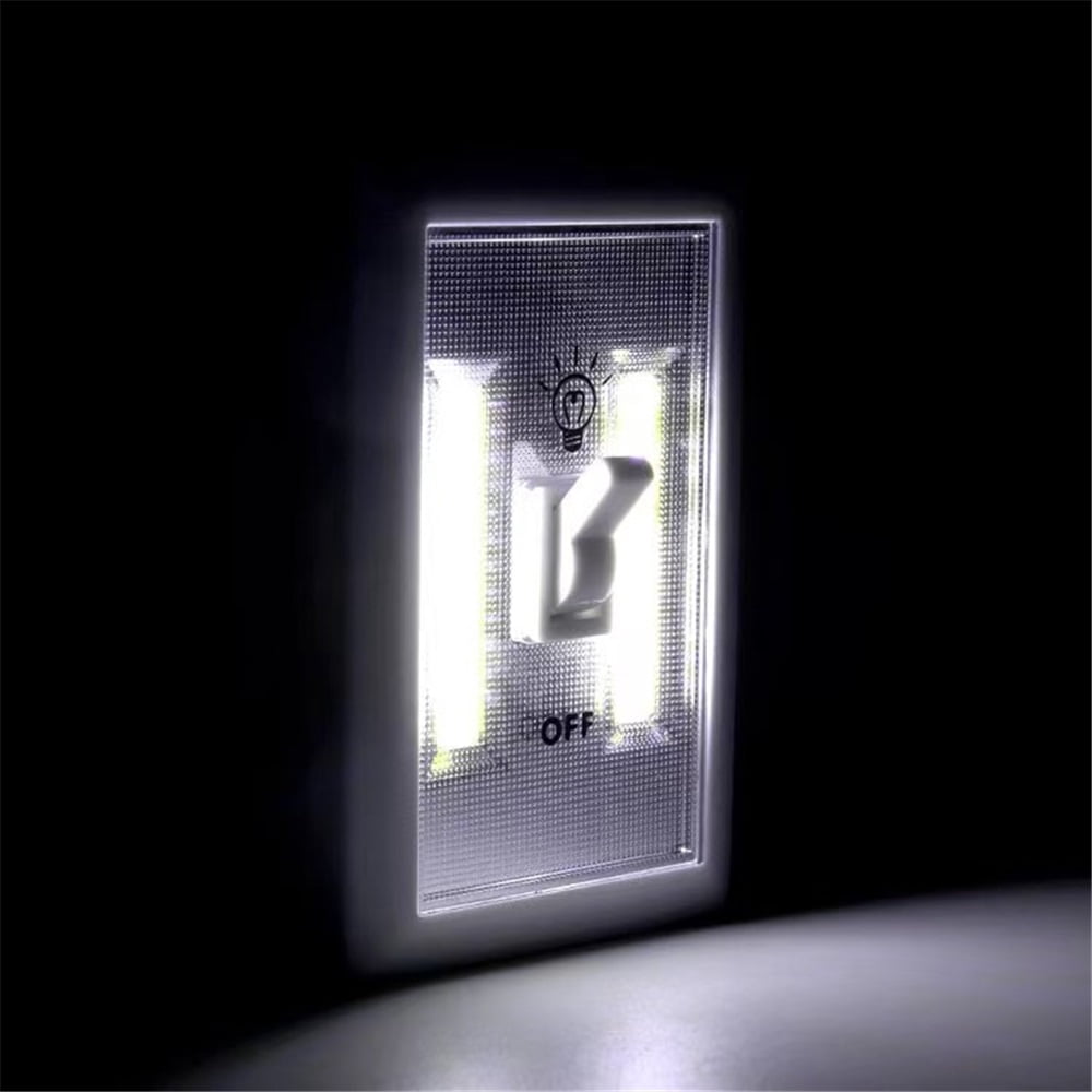 Night Light Switch, Wireless COB LED Switch Light, Under Cabinet, Shelf, Closet, Garage, Kitchen, Stairwell and Emergency, Battery Operated, 4 Pack