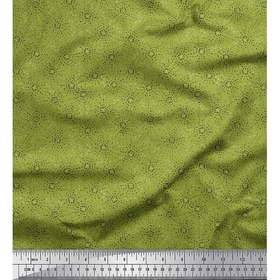 Soimoi Green Georgette Viscose Fabric Brush Stroke Abstract Print Fabric by Yard 42 Inch Wide