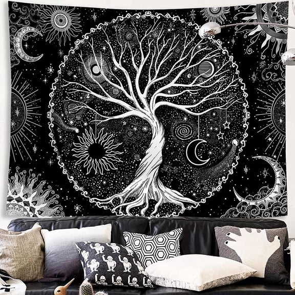 Black Tapestry Tree of Life Tapestry Black Aesthetic Tapestry Wall Hanging for Bedroom 50 X 60 Inches