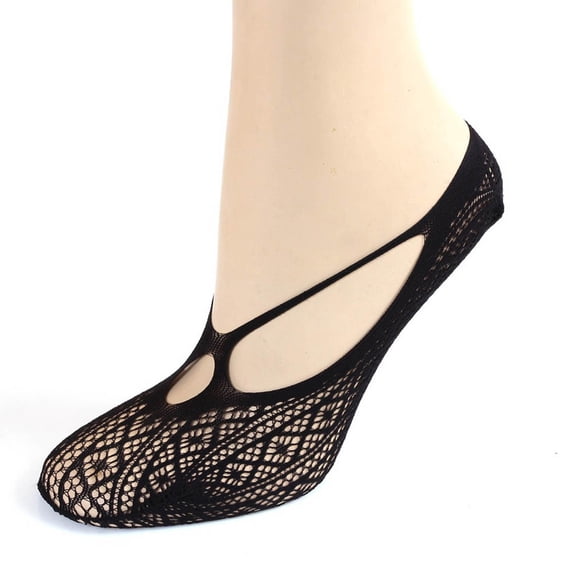 MDUKONU Women Black Lace Socks No Show Fishnet Ankle Mesh Sheer Socks Transparent Hollow Out Net Elastic Crew Dress Sock See Through Ultra Thin Short Sexy Fancy Sock Woman Black1