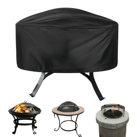 Uxcell Fire Pit Cover, 48" x 18" Waterproof Weather Resistant Charcoal Fire Pit Cover for Outdoor Grill [Black]