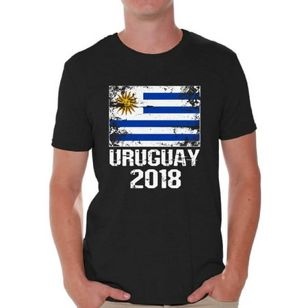 Awkward Styles Uruguay 2018 Men's T Shirt Uruguayans Flag Shirts for Men Uruguay Football Shirt for Men Uruguay Soccer Shirt Gifts for Football Lover Uruguay Football Fan Tee Shirt for