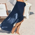 thumbnail image 4 of Baqcunre Beach Towel, Women Sarong Ruffle Tie Swimsuit Cover Up Skirt Chiffon Beach Wrap Long Bathing Suit Cover Ups Dark Blue XL, 4 of 5