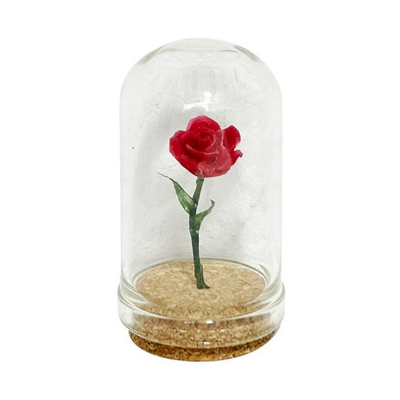 Casa de muñecas con flores en maceta, casa de muñecas con flores, adorno verde, simulación de casa de muñecas Rojo