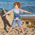 thumbnail image 3 of FORMRS Boys Rash Guard Short Sleeves Swim Shirt Quick Dry UPF 50+ Sun Protection, Sizes 3-12T, Green Seaside, 3 of 6