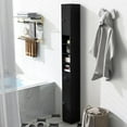 thumbnail image 4 of AEGFKD Tall Slim Bathroom Storage Cabinet, 71" Freestanding Bathroom Cabinet w/ 2 Doors, 1 Drawer & 5 Adjustable Shelves, Floor Narrow Tower Cabinet for Small Spaces, 8" x 8" x 71" (Black), 4 of 9