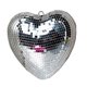 thumbnail image 4 of Colgante con forma de bola de discoteca en forma de corazón y cristal espejado, con cadena decorativa y flexible. Plata, 4 of 9