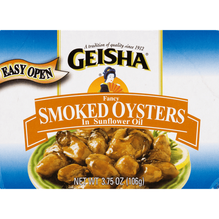 (4 Pack) Geisha Fancy Smoked Oysters in Sunflower Oil, 3.75