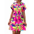 thumbnail image 4 of Womens Summer Shirt Dress Short Sleeve Floral Shift Dress Casual Loose Flowy Beach Sundress Rose Red M, 4 of 9