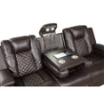 thumbnail image 4 of Benz LED & Power Reclining Sofa Made With Faux Leather in Brown, 4 of 13