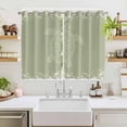 thumbnail image 2 of Turtle Green Kitchen Curtains 72 Inch Length, Coastal Ocean Boho Flower Retro Mottled Grommet Top Bedroom Living Room Curtains, Light Filtering Cafe Curtain Drapes 2 Panels Set 104''x72'', 2 of 9