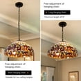 thumbnail image 5 of FINE MAKER 16-inch Tiffany stained glass chandelier, creative retro restaurant chandelier, 5 of 12