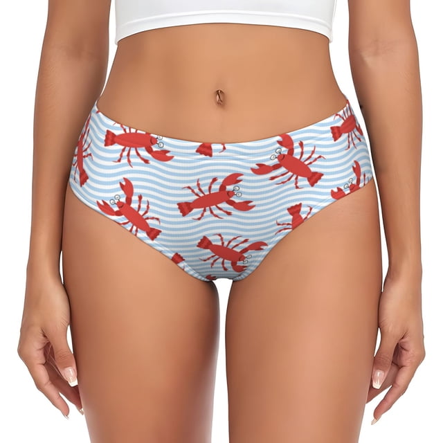 Balery Cartoon Lobsters 1 Ropa Interior de Algodón para Mujer con Dibujo – Braguitas Cómodas y Elásticas, Estilo Clásico-Medium