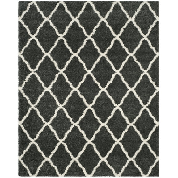 SAFAVIEH Hudson Aline Geometric Shag Area Rug, Dark Grey/Ivory, 8' x 10'