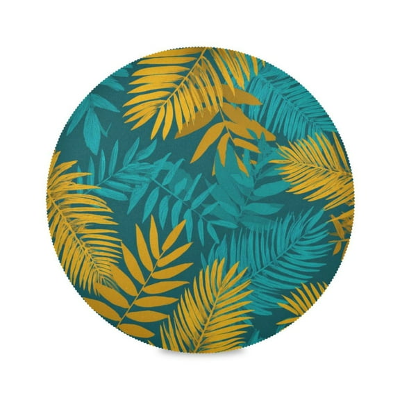 Round Placemat Heat Resistant & Wrinkle-Free Dining Table Decor Placemat For Home & Weddings Tropical Leaves