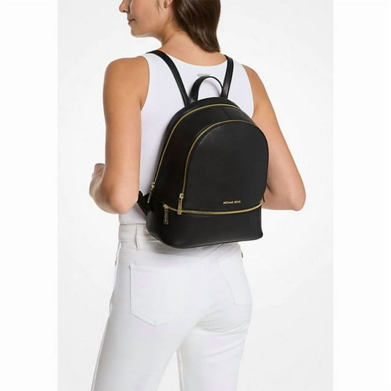 Michael Kors Women's Rhea Medium Pebbled Leather Backpack (Black
