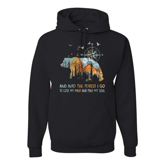 Wild Bobby, And Into The Forest I Go To Lose My Mind, Animal Lover, Unisex Graphic Hoodie Sweatshirt, Black, Small