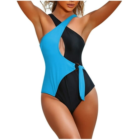 Youyipin womens swimsuits Color Block Swimsuits for Women Wrap Cut Out Sexy One Piece Monokini Swimsuit Cheeky Bathing Suit Pool Party Beach bathing suit for women