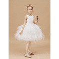 thumbnail image 3 of Tea Length Flower Girl Dress Puffy Tulle Layers Birthday Party Dress Lace Princess Pageant Dress for Girls ( 2 -3Years）, 3 of 6