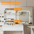 thumbnail image 4 of TROPOW Vanity Desk,Makeup Vanity,with Mirror and Lights,Bedroom Dresser with Electrical Outlet 4 Drawer Storage Cabinet Dresser with Sliding Mirror and Lighting Dresser Set with Stool, 4 of 7