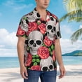 thumbnail image 5 of Bixox Men's Hawaiian Shirts Men's Skull and Roses Print Short-Sleeve Shirt-XX-Large, 5 of 8