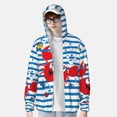thumbnail image 2 of Kdxio Red Funny Crab on Blue Stripe Print Women Men Sun Protection UPF 50+ Jackets Zip Up Long Sleeve Hoodie Hiking Lightweight with Pockets, 2 of 7