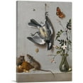 thumbnail image 1 of ARTCANVAS Still Life Songbird Butterflies Mice Eating Walnuts Flowers Vase On Stone Ledge Canvas Art Print by Jean Baptiste Oudry - Size: 26" x 18" (1.50" Deep), 1 of 9