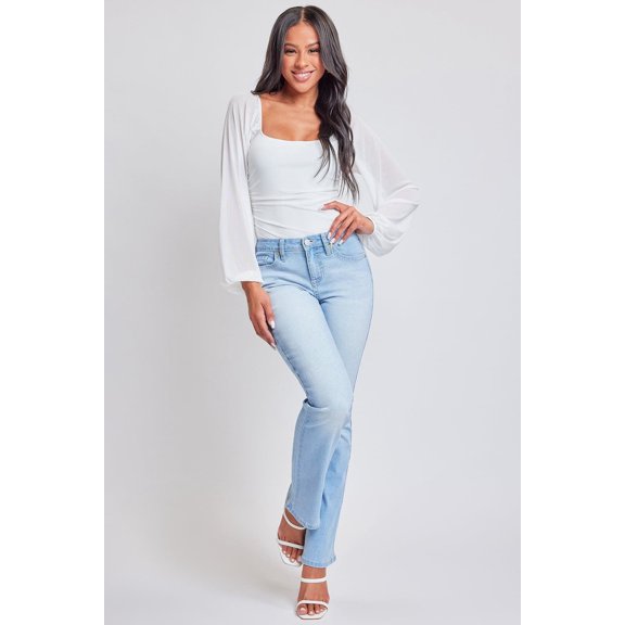 YMI Jeans Women's Heavy Stitch Mid Rise Bootcut with Embroidery